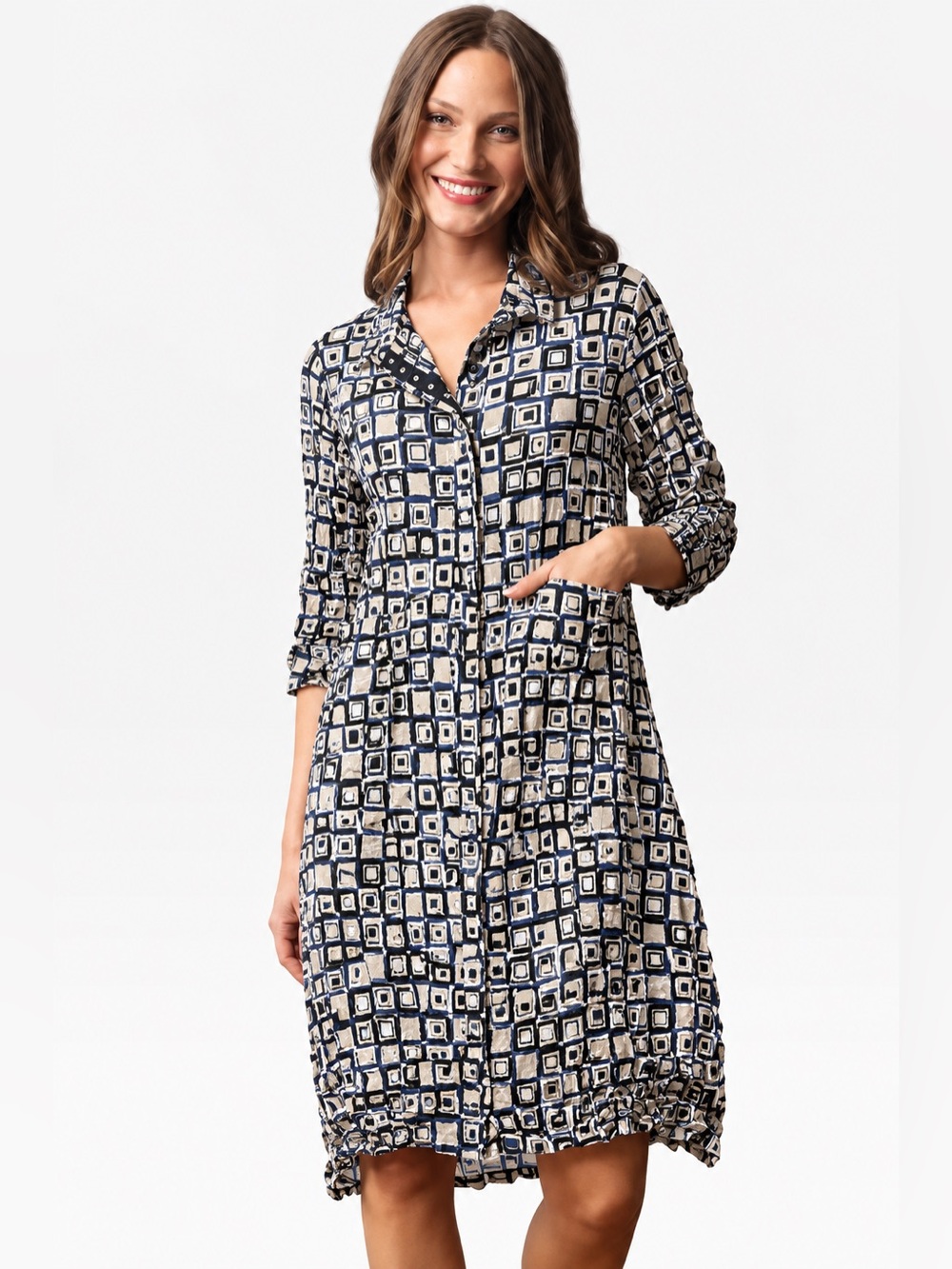 New HABITAT SZ XL GEOMETRIC 115570 Snap Front Shirt Dress